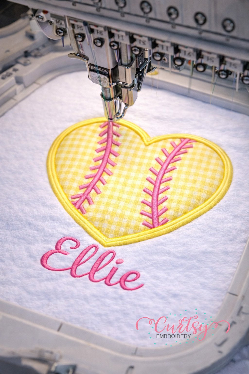 Softball Heart Applique Design Logo 3 Softball Heart Applique Design Logo 3