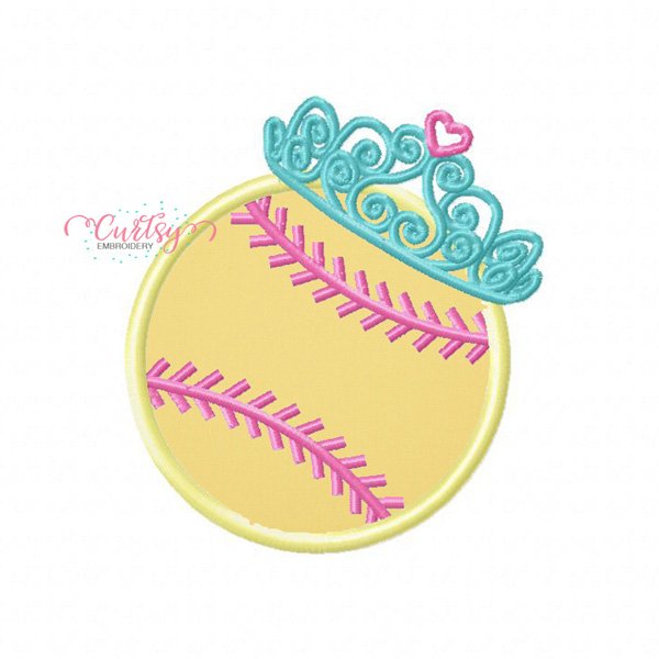 Softball Tiara Embroidery Design Softball Tiara Embroidery Design