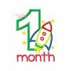 1 Month Rocket Ship Applique Design