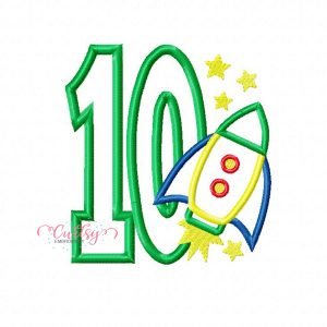 10 Rocket Ship Applique Design