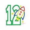 12th Birthday Rocket Ship Applique Design 12th Birthday Rocket Ship Applique Design
