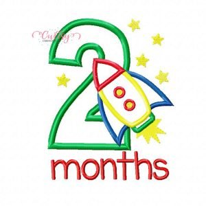 2 Months Rocket Ship Applique