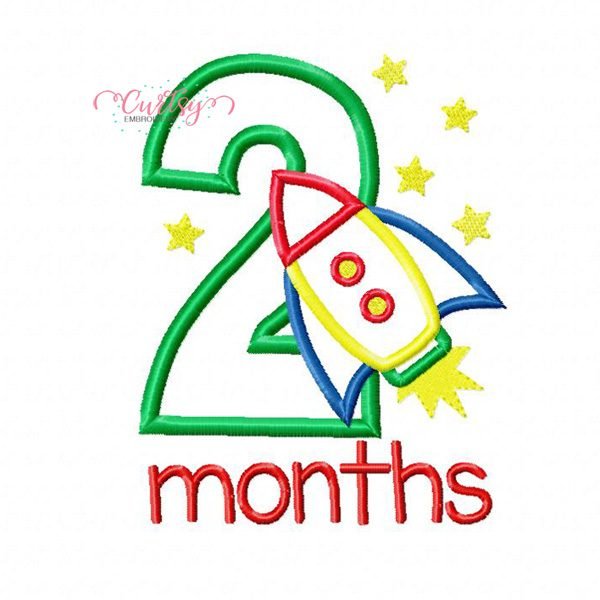 2 Month Rocket Ship Applique Design 2 Month Rocket Ship Applique Design