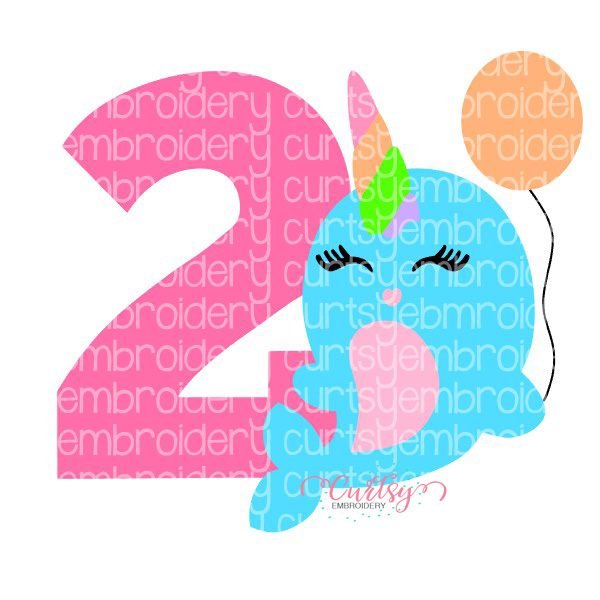 2nd Birthday Narwhal SVG Cutting File