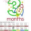 3 Months Rocket Ship Applique MAP