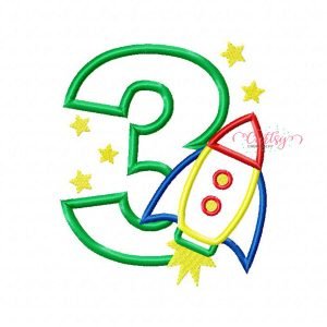 3 Rocket Ship Applique Design