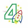 4th Birthday Rocket Ship Applique Design