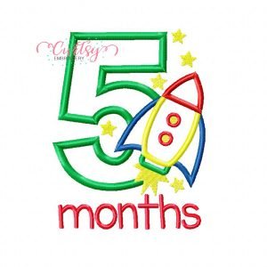 5 Months Rocket Ship Applique