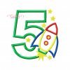 5th Birthday Rocket Ship Applique Design