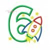 6th Birthday Rocket Ship Applique Design