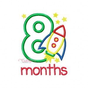 8 Months Rocket Ship Applique