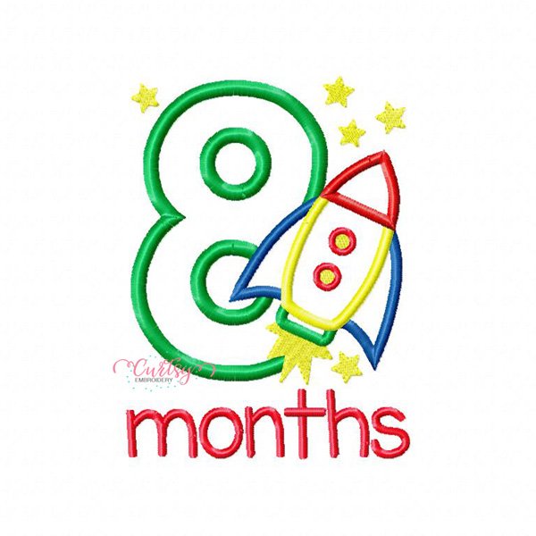 8 Month Rocket Ship Applique Design 8 Month Rocket Ship Applique Design