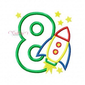 8 Rocket Ship Applique Design