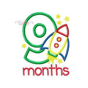 9 Months Rocket Ship Applique