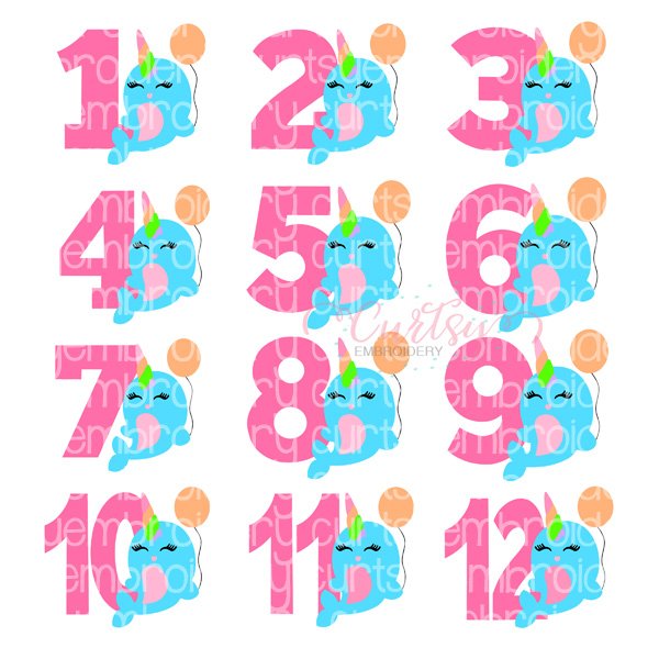 Narwhal Birthday Numbers SVG Cut File Narwhal Birthday Numbers SVG Cut File