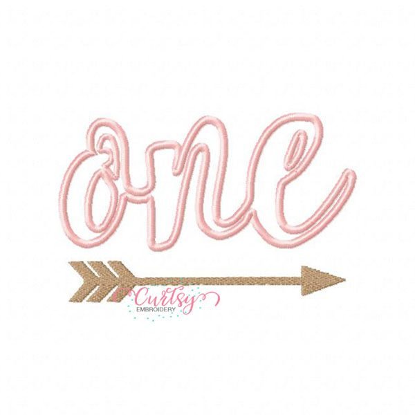 One 1 Script Arrow Applique Design