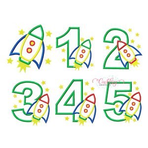 Rocket Ship Applique 1 to 5 Applique
