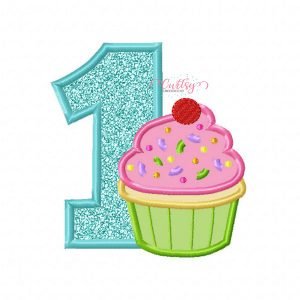 1st Birthday Cupcake Applique