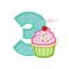 3rd Birthday Cupcake Embroidery Design