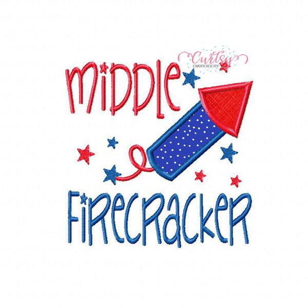 4th of July Middle Firecracker Embroidery Embroidery Design