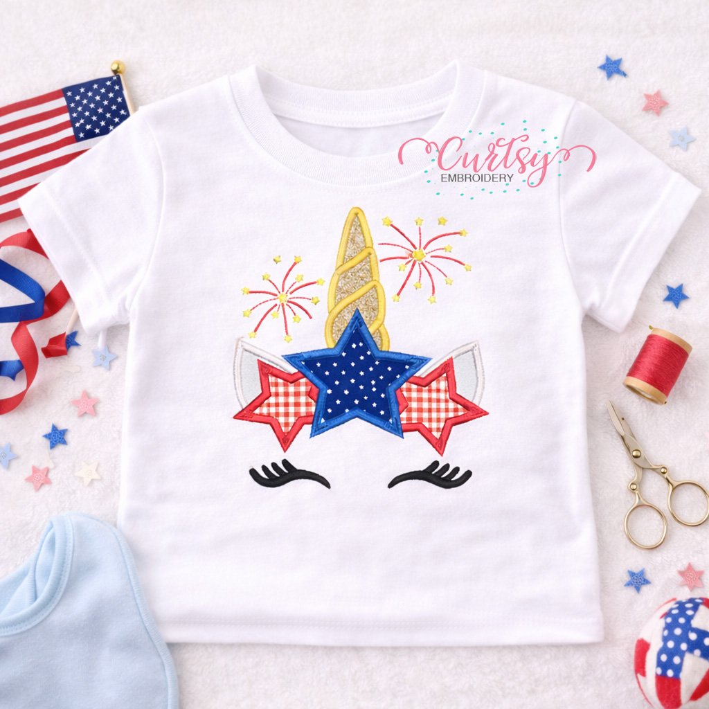 4th of July Unicorn Applique Design _ Logo 1
