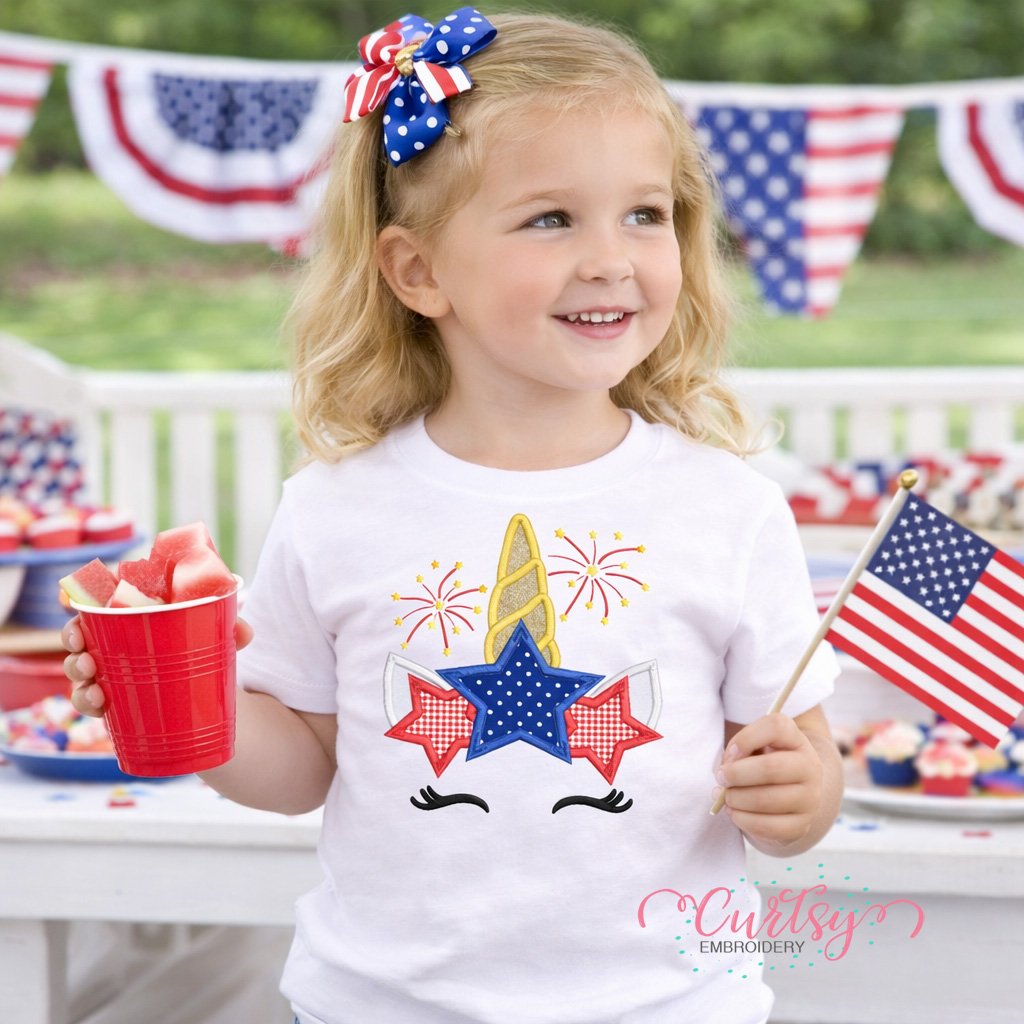 4th of July Unicorn Applique Design _ Logo 2