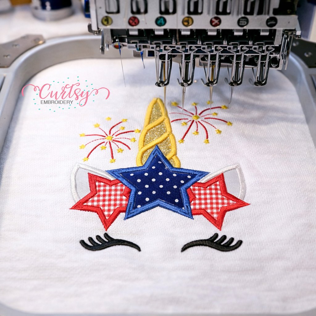 4th of July Unicorn Applique Design _ Logo 3