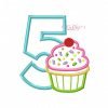 5th Birthday Cupcake Applique Design