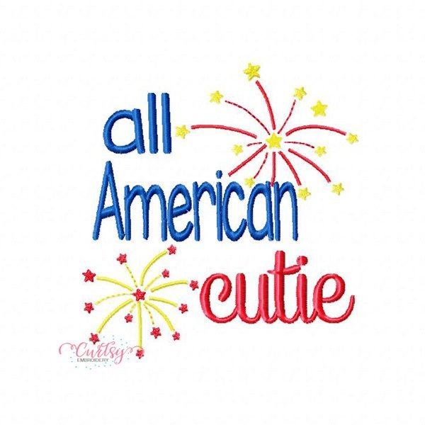 All American Cutie 4th of July Embroidery Design