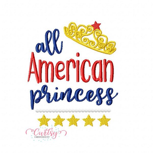 All American Princess Embroidery Design