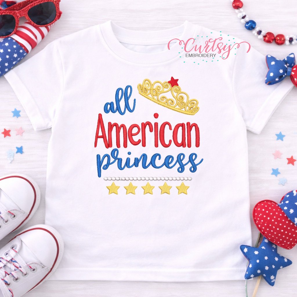 All American Princess Embroidery Design _ Logo 1