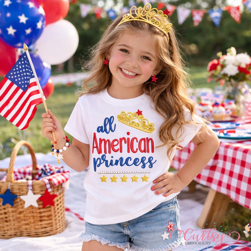 All American Princess Embroidery Design _ Logo 2