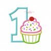 First Birthday Cupcake Applique Design