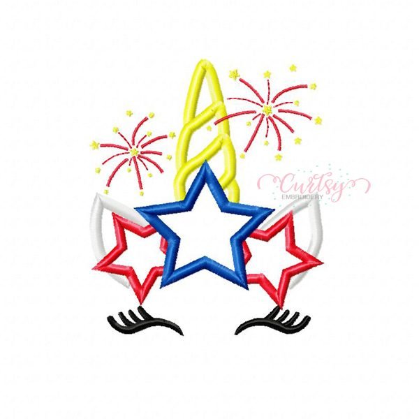 Fourth of July Unicorn Applique Design Fourth of July Unicorn Applique Design