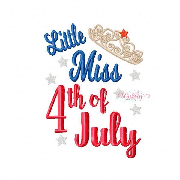 Little Miss 4th of July Embroidery Design