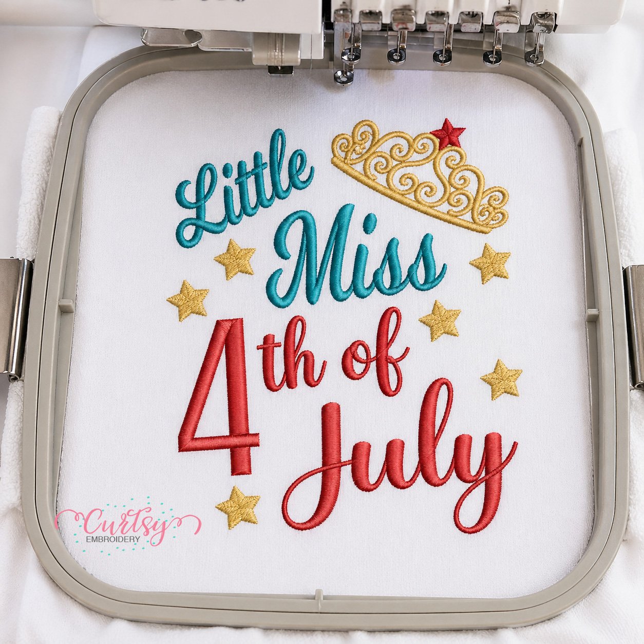 Little Miss 4th of July Embroidery Design _ Logo 3