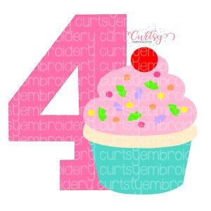 4 Birthday Cupcake SVG File