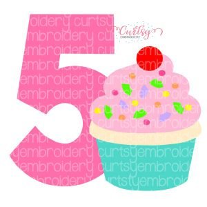 5 Birthday Cupcake SVG File