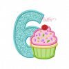6th Birthday Cupcake Machine Embroidery Design