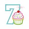7th Birthday Cupcake Applique Design 7th Birthday Cupcake Applique Design