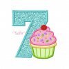 7th Birthday Cupcake Embroidery Design