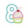 8th Birthday Cupcake Applique Design