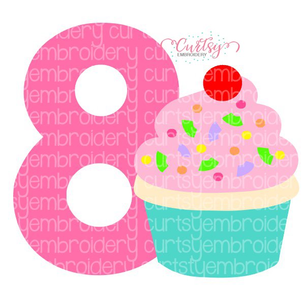 8th Birthday Cupcake SVG File 8th Birthday Cupcake SVG File