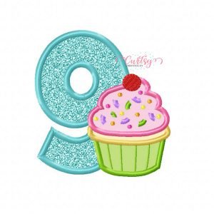 9th Birthday Cupcake Applique