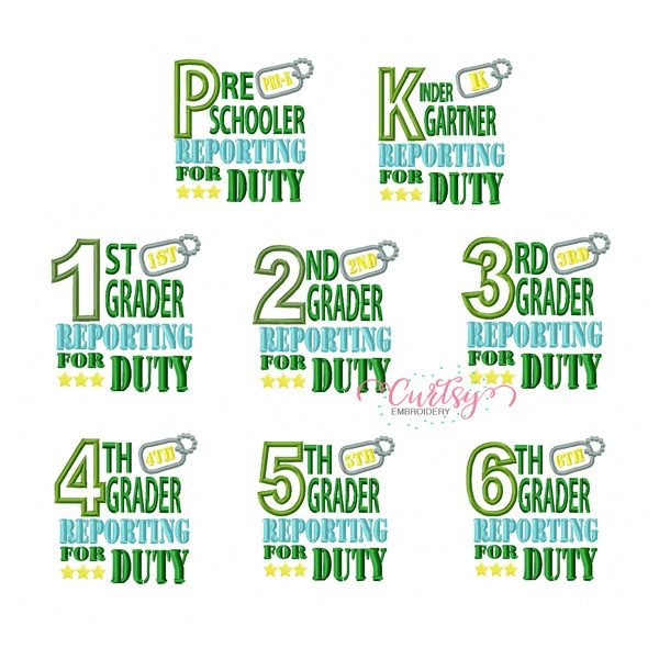 All Numbers Reporting For Duty Applique Design