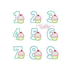 Birthday Cupcake Applique Set