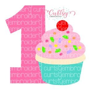 1 Birthday Cupcake SVG File