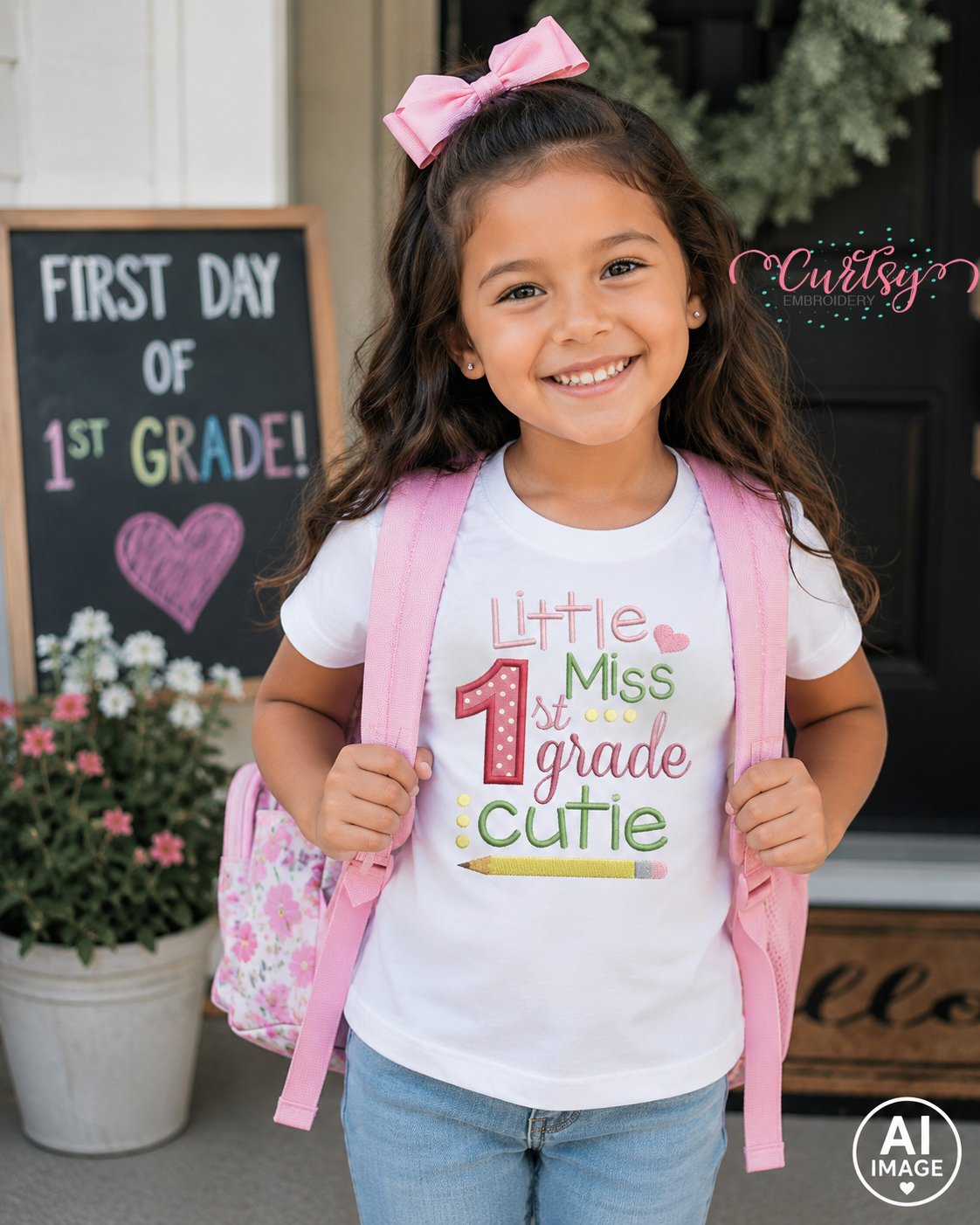 Little Miss 1st Grade Cutie Applique Design _ Logo 2 Little Miss 1st Grade Cutie Applique Design _ Logo 2
