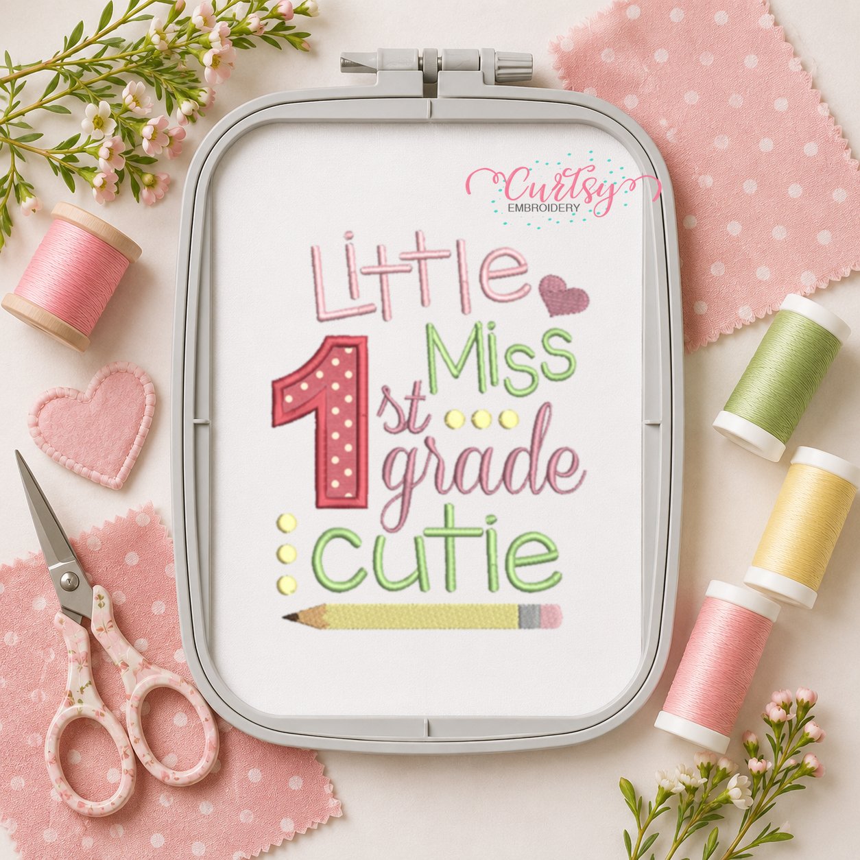 Little Miss 1st Grade Cutie Applique Design _ Logo 3 Little Miss 1st Grade Cutie Applique Design _ Logo 3