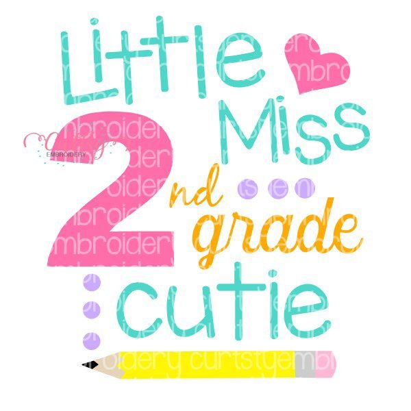 Little Miss 2nd Grade Cutie SVG File Little Miss 2nd Grade Cutie SVG File